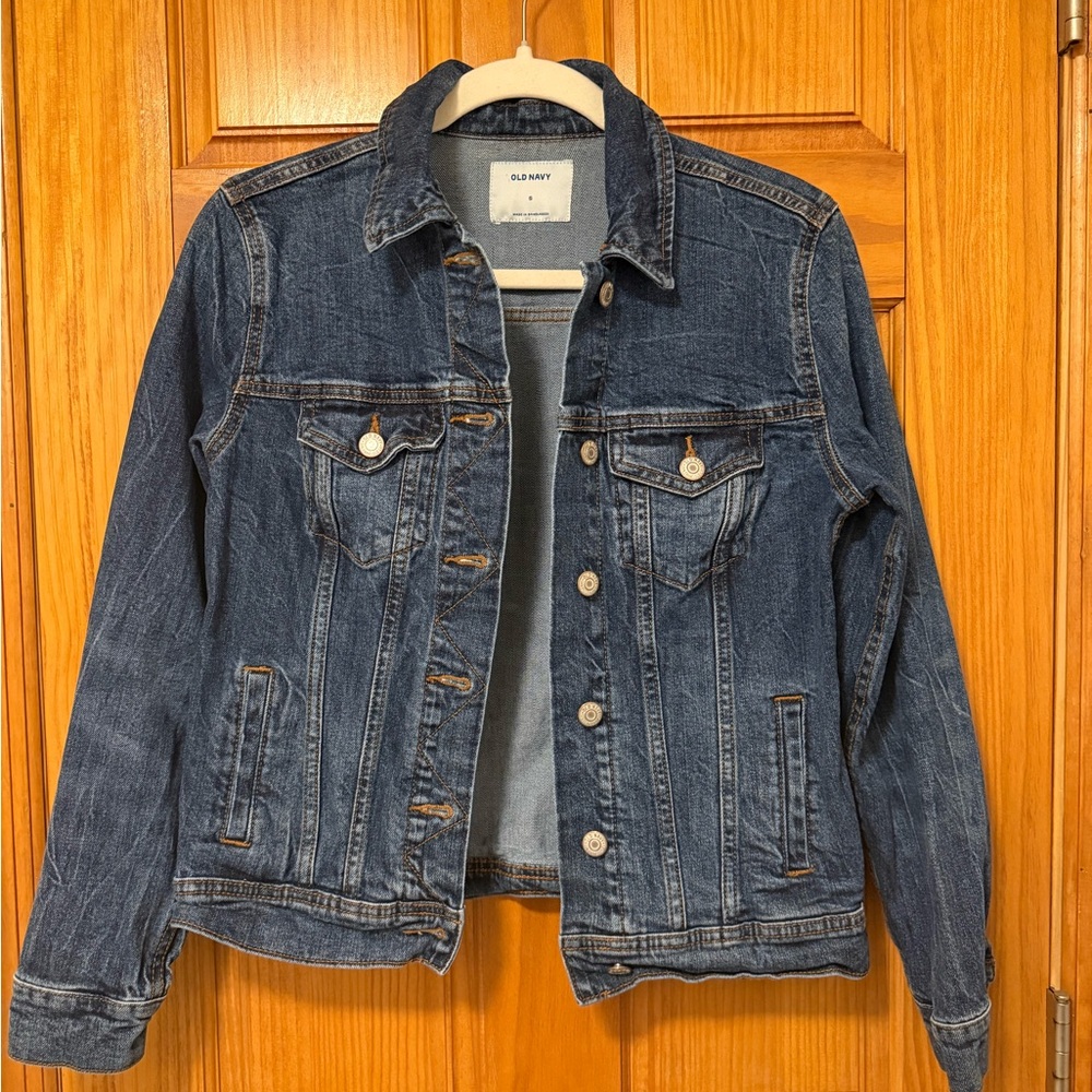Old Navy Denim Jacket Women Medium Wash Classic Trucker Jean Jacket Size 2